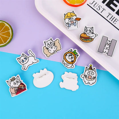 Ins Style Cute Cartoon Acrylic Kitten Brooch Badge Wholesale Clothes And Bags Pendant Patch Jewelry Pin