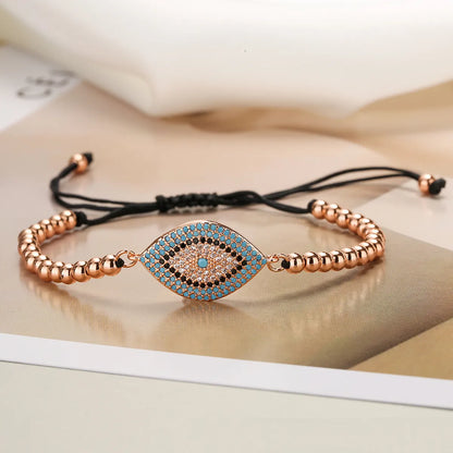 Ins Style Devil's Eye Copper Plating Inlay Zircon 18k Gold Plated Bracelets