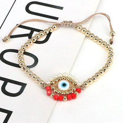 Ins Style Devil's Eye Glass Pearl Plating Women's Bracelets 1 Piece