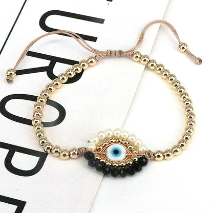 Ins Style Devil's Eye Glass Pearl Plating Women's Bracelets 1 Piece