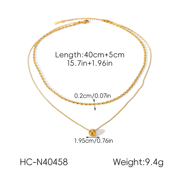 Ins Style Doublelayer Gold Plated Stainless Steel Necklace With Heart Bow Tie Star Geometric Shapes For Women
