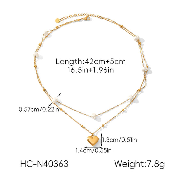 Ins Style Doublelayer Gold Plated Stainless Steel Necklace With Heart Bow Tie Star Geometric Shapes For Women