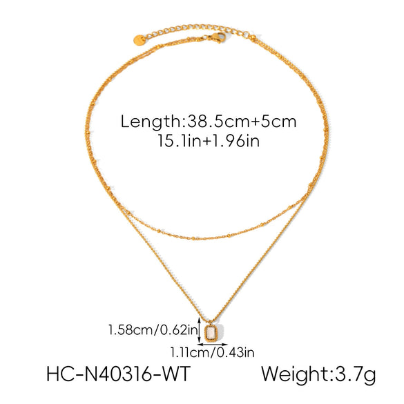 Ins Style Doublelayer Gold Plated Stainless Steel Necklace With Heart Bow Tie Star Geometric Shapes For Women