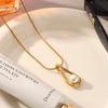 Ins Style Dropshaped Titanium Steel Pendant Necklace Inlaid With Pearls For Women