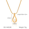 Ins Style Dropshaped Titanium Steel Pendant Necklace Inlaid With Pearls For Women