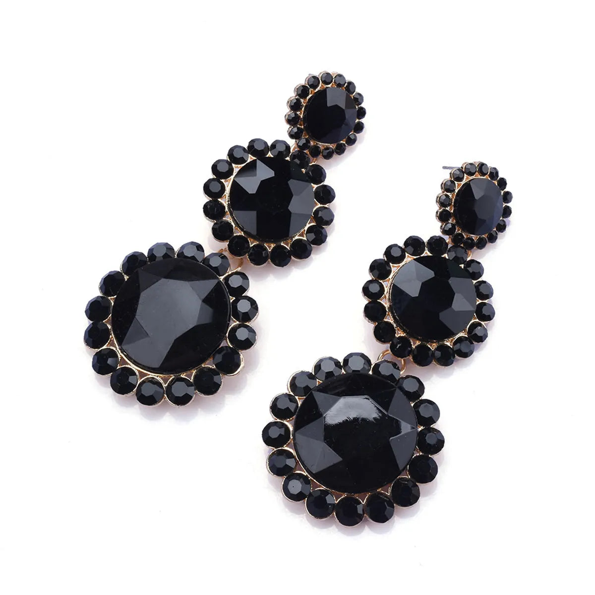 Ins Style Elegant Round Alloy Plating Inlay Glass Stone Women'S Earrings