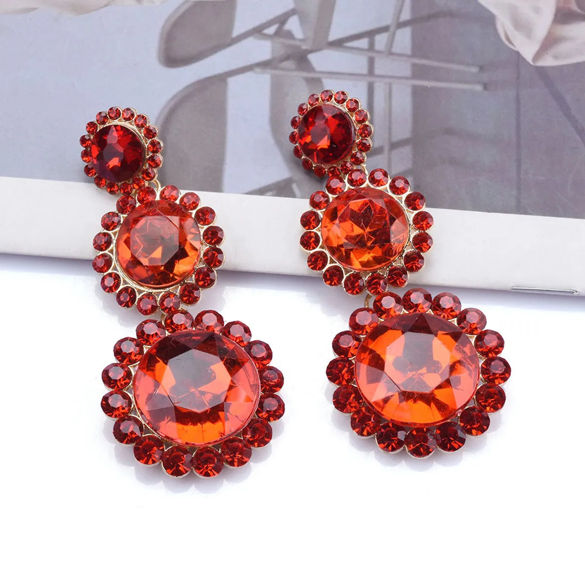 Ins Style Elegant Round Alloy Plating Inlay Glass Stone Women'S Earrings