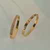 Ins Style Elegant Triangle Round Square Stainless Steel Plating Inlay Zircon 18k Gold Plated Bangle
