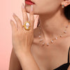 Ins Style Fashion Ring Shaped Imitation Pearl Titanium Steel Ring With Electroplating Treatment For Women
