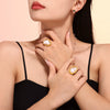 Ins Style Fashion Ring Shaped Imitation Pearl Titanium Steel Ring With Electroplating Treatment For Women