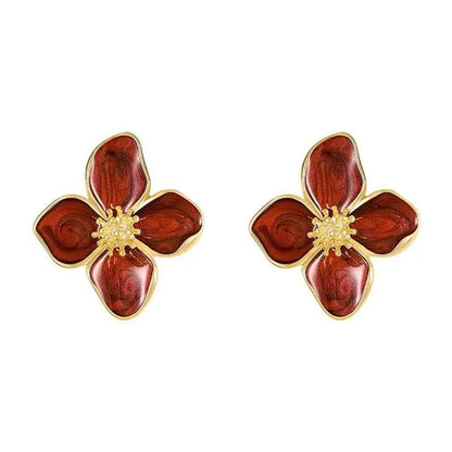 Ins Style Flower Alloy Plating Women's Earrings 1 Pair