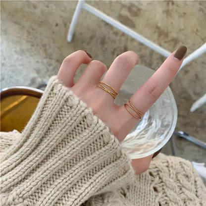 Ins Style French Style Geometric Stainless Steel Rings