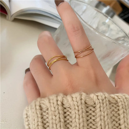 Ins Style French Style Geometric Stainless Steel Rings