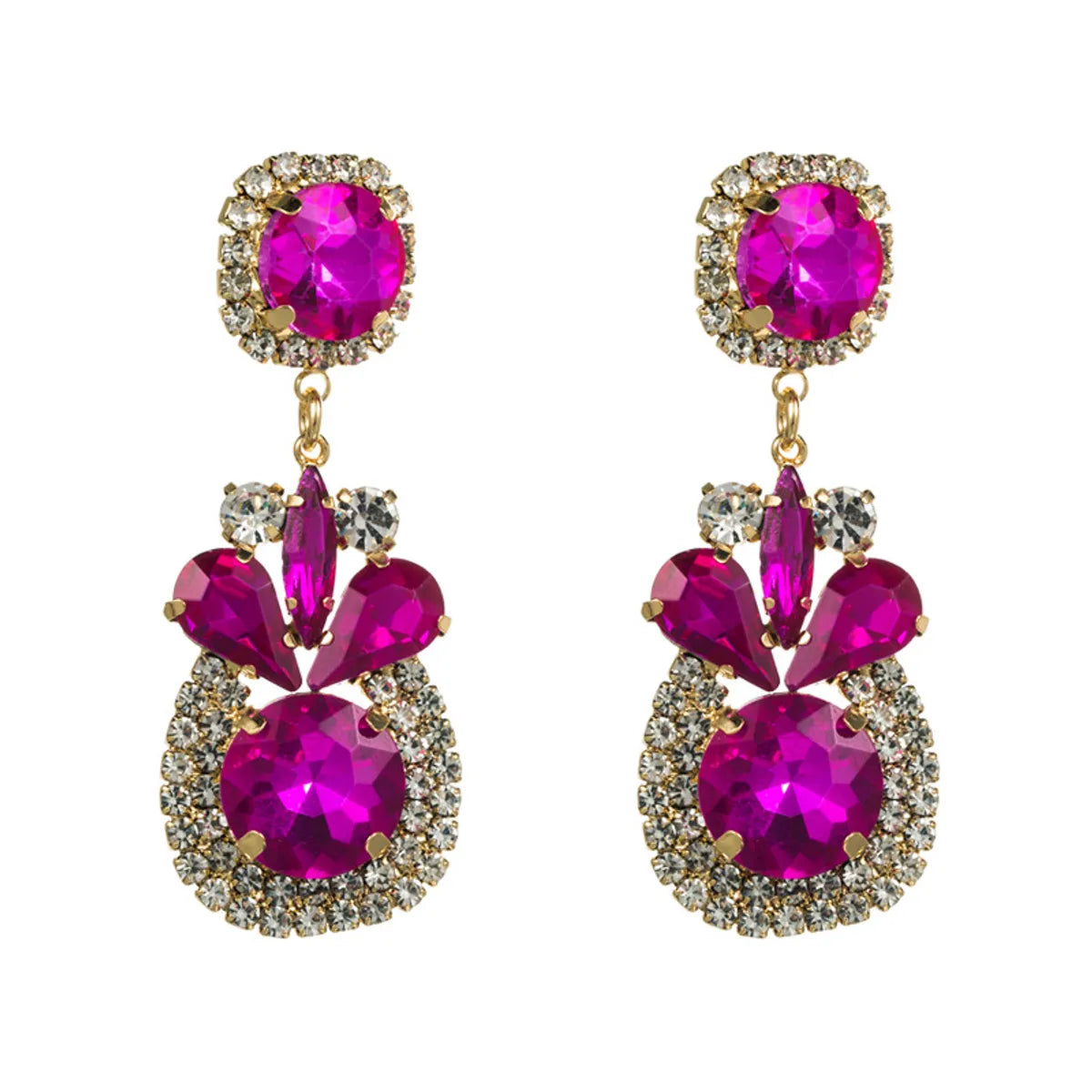 Ins Style Geometric Alloy Gold Plated Rhinestones Women's Earrings 1 Pair