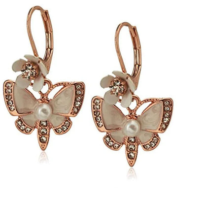 1 Pair Ins Style Geometric Inlay Alloy Artificial Pearls Rhinestones Drop Earrings