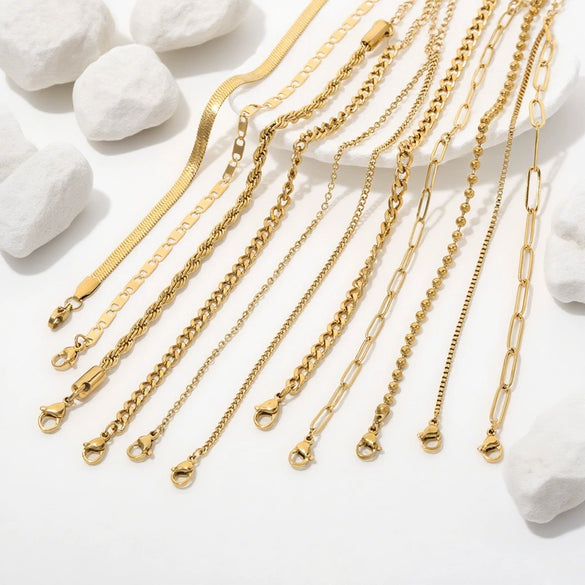 Ins Style Geometric Golden Stainless Steel Adjustable Multiple Chain Type Bracelet Clavicle Chain Neck Chain With Electroplating