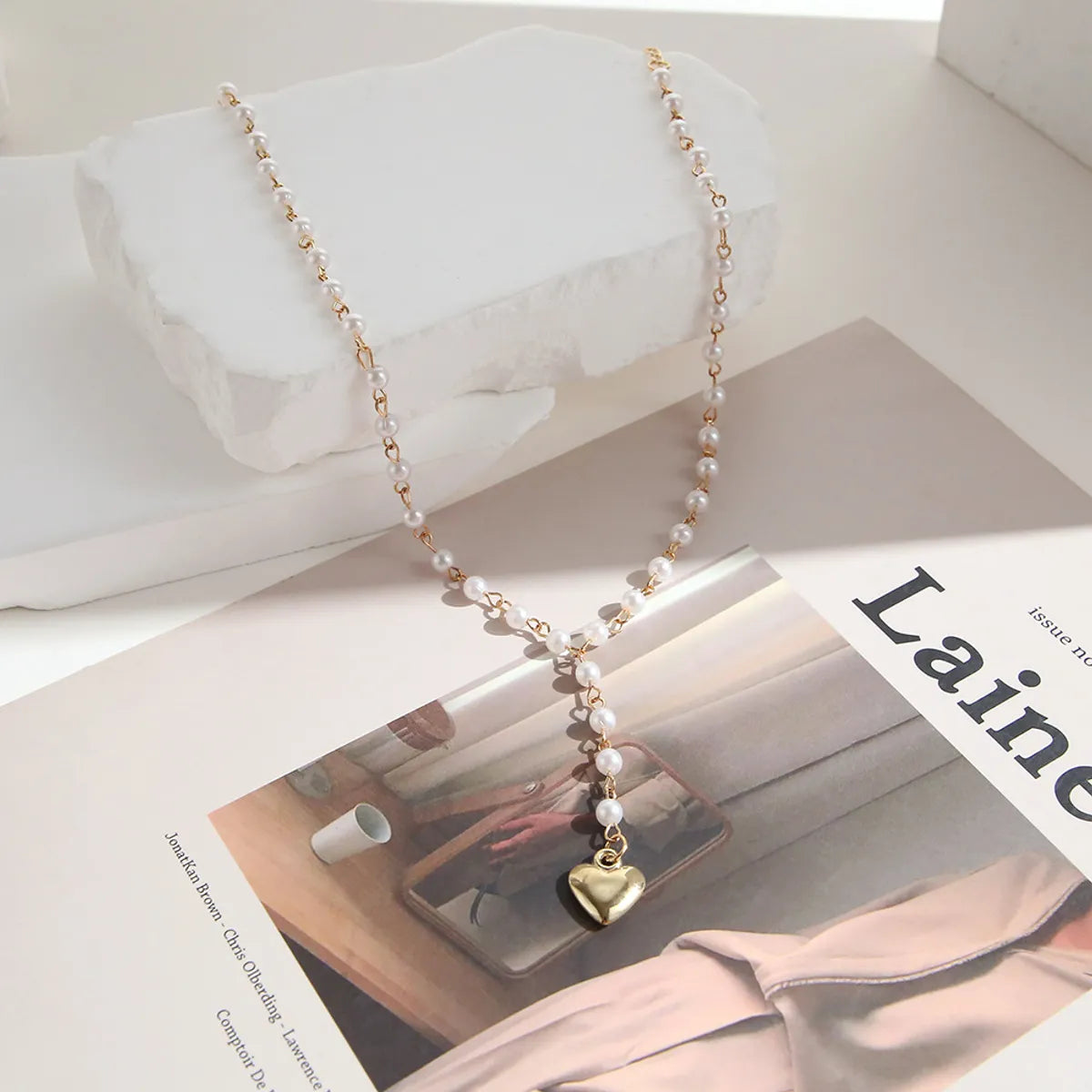 Ins Style Heart Shape Alloy Plating Artificial Pearls Women's Pendant Necklace