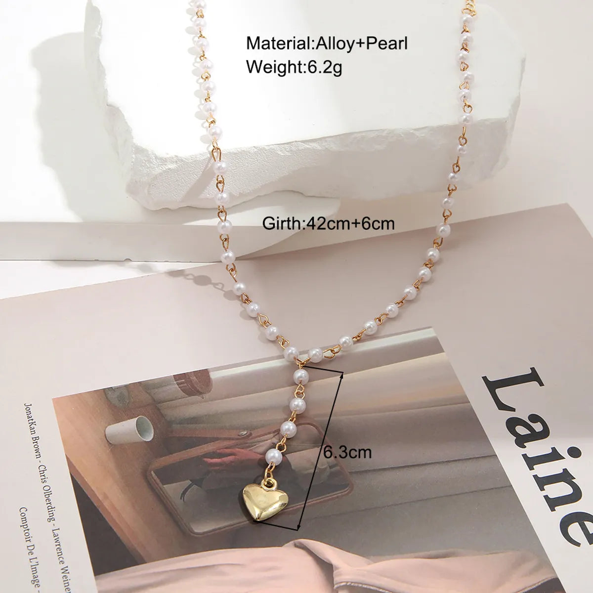 Ins Style Heart Shape Alloy Plating Artificial Pearls Women's Pendant Necklace