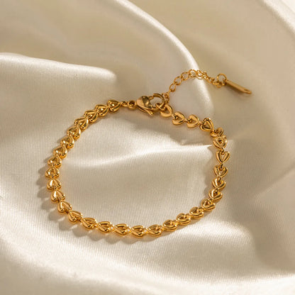 Ins Style Heart Shape Stainless Steel 18k Gold Plated Bracelets