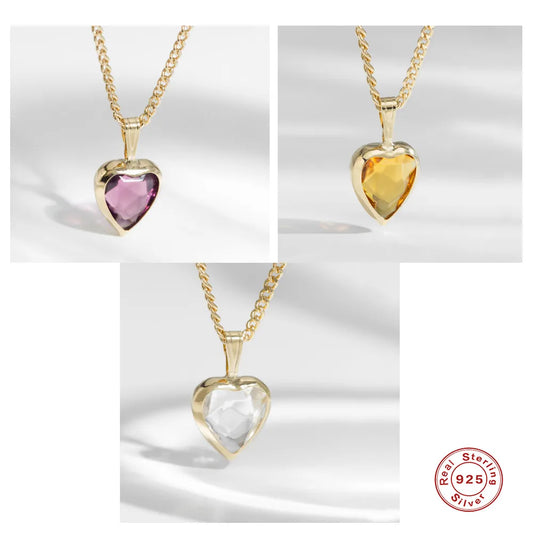 Ins Style Heart Shape Sterling Silver Inlay Zircon Pendant Necklace 1 Piece