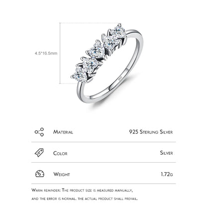 Ins Style Heart Shape Sterling Silver Plating Inlay Zircon Rhodium Plated Rings