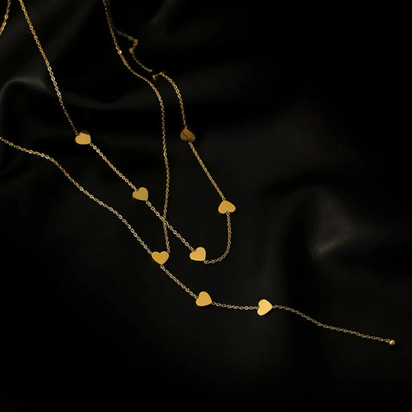 Ins Style Heart Shape Titanium Steel Plating Layered Necklaces 1 Piece