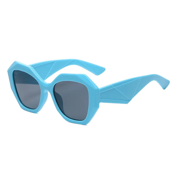 Ins Style Hip-Hop Streetwear Solid Color Pc Polygon Full Frame Women'S Sunglasses