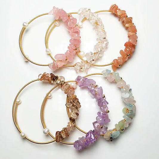 Ins Style Irregular Crystal Handmade Bangle