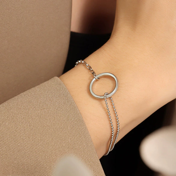 Ins Style Jewelry Bracelet With Bead Chain Titanium Steel Material 18K Gold Plated