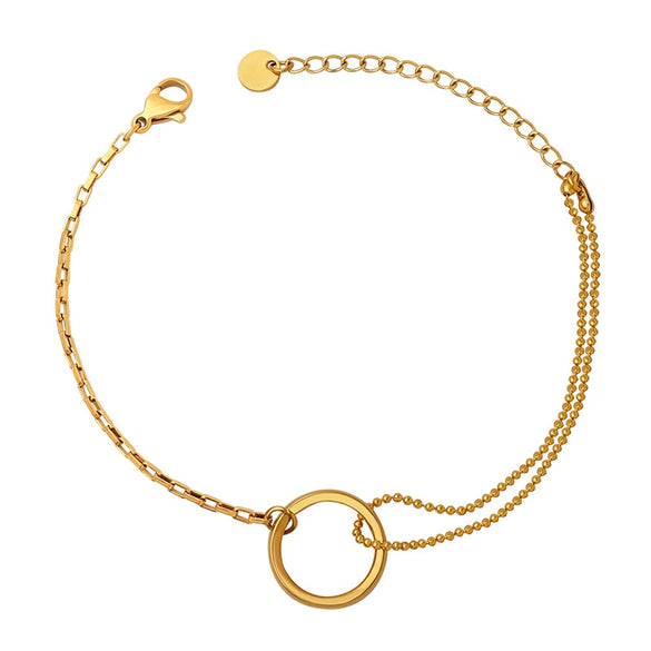 Ins Style Jewelry Bracelet With Bead Chain Titanium Steel Material 18K Gold Plated
