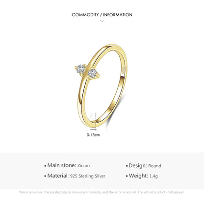 Ins Style Korean Style Round Sterling Silver Plating Inlay Zircon 14k Gold Plated Rhodium Plated Rings