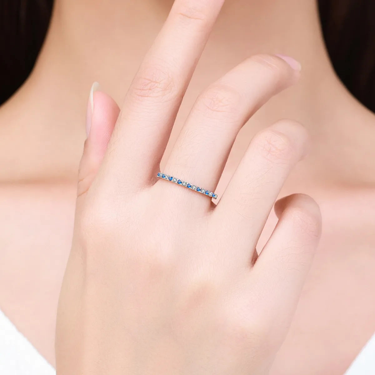 Ins Style Korean Style Round Sterling Silver Plating Inlay Zircon 14k Gold Plated Rhodium Plated Rings