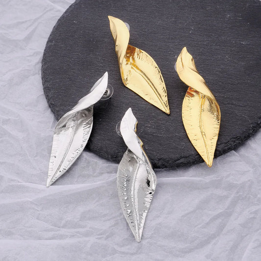 1 Pair Ins Style Leaf Plating Metal Ear Studs