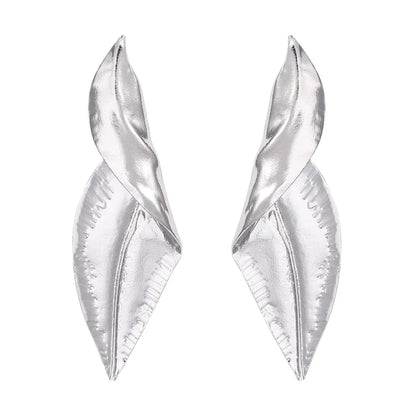 1 Pair Ins Style Leaf Plating Metal Ear Studs