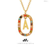 Ins Style Letter Oval Titanium Steel Inlay Zircon Necklace 1 Piece