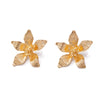 Ins Style Metal Leaf And Flower Pleated Earrings With Electroplating Design For Women