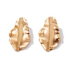 Ins Style Metal Leaf And Flower Pleated Earrings With Electroplating Design For Women