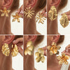 Ins Style Metal Leaf And Flower Pleated Earrings With Electroplating Design For Women