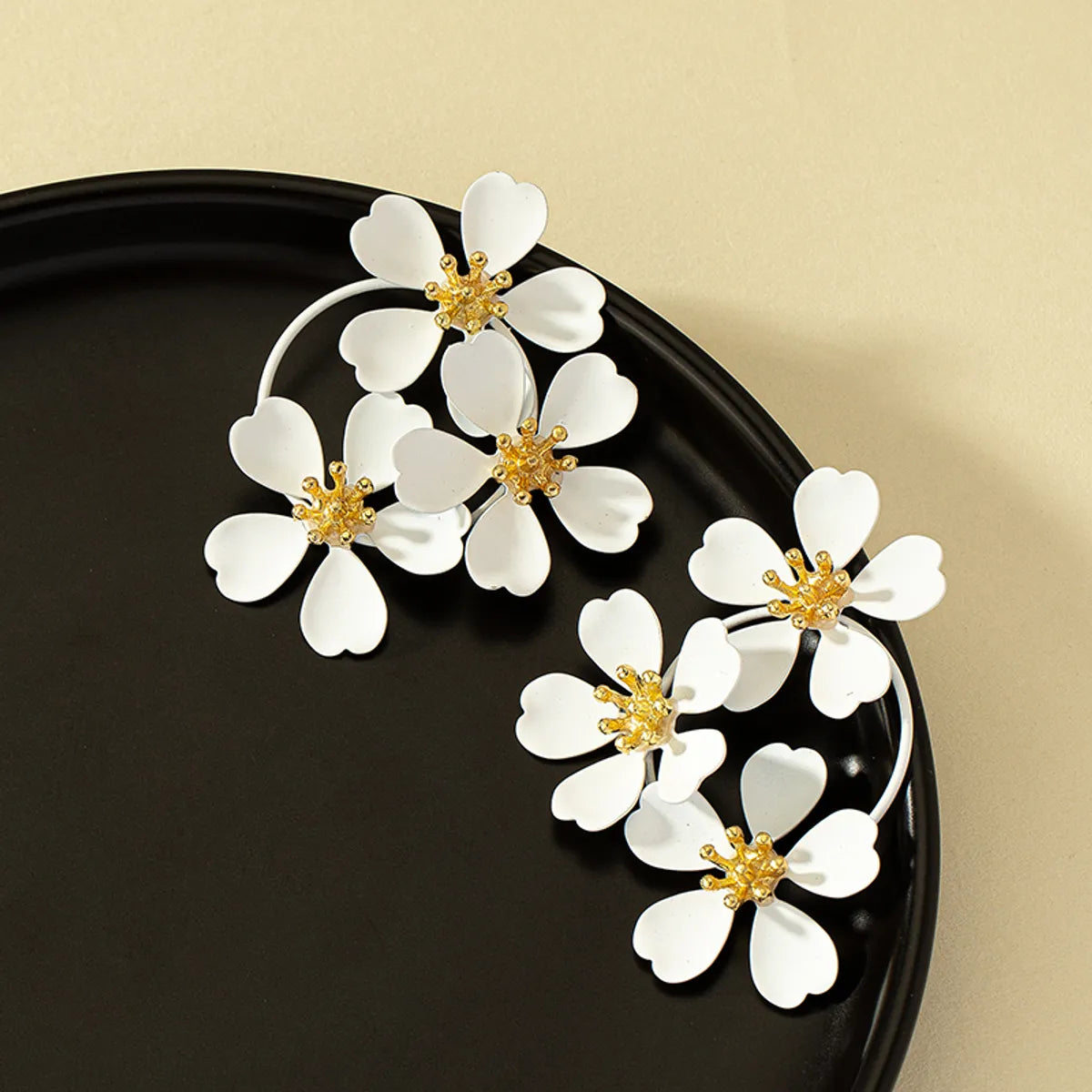 1 Pair Ins Style Nordic Style Flower Plating Alloy Ear Studs