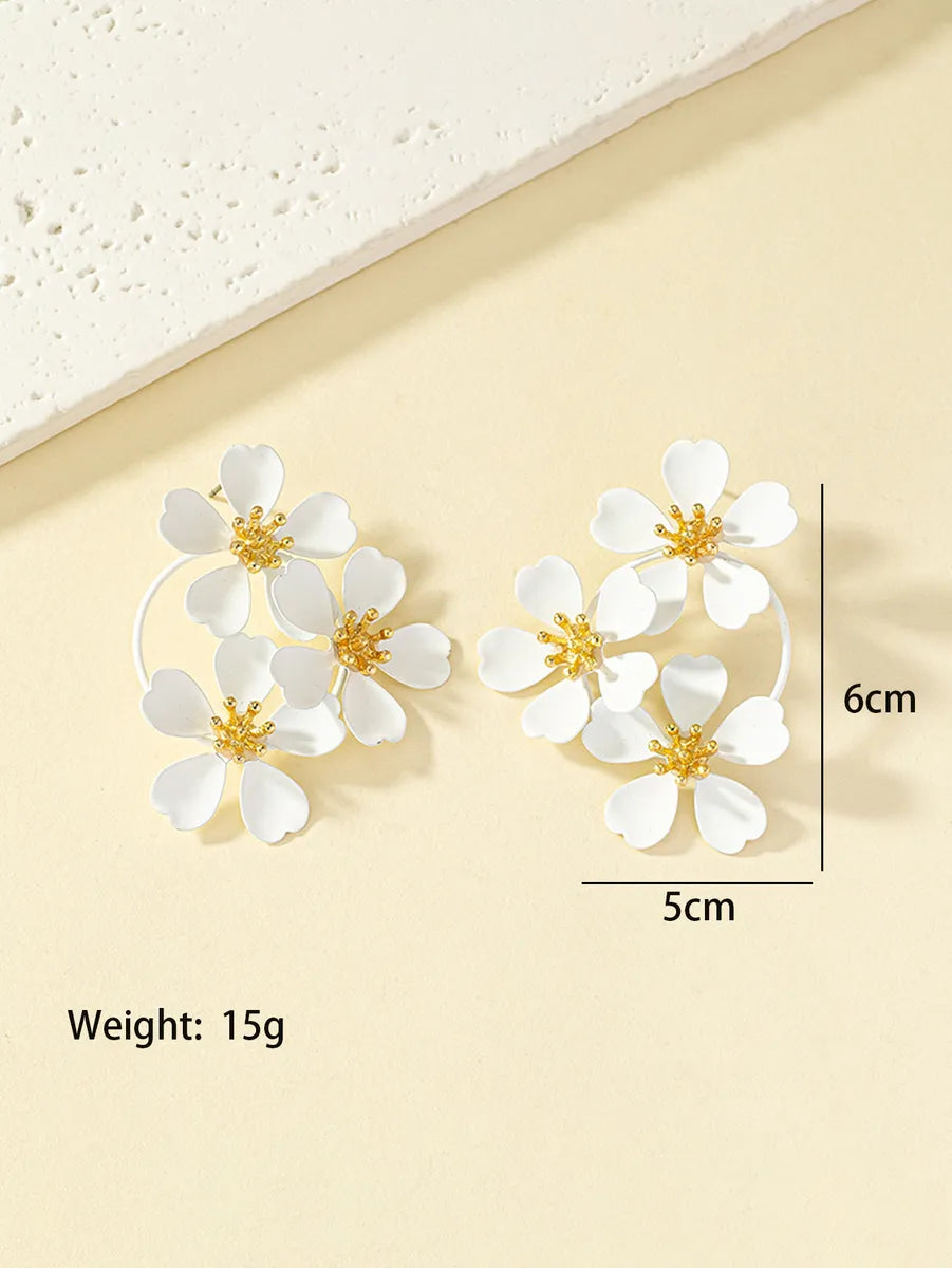 1 Pair Ins Style Nordic Style Flower Plating Alloy Ear Studs