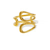 Ins Style Oval Hollow Asymmetrical Adjustable Geometric Stainless Steel Ring Electroplated