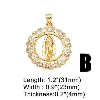 Ins Style Portrait Heart Shape Copper Plating Inlay Zircon 18k Gold Plated Pendants Jewelry Accessories