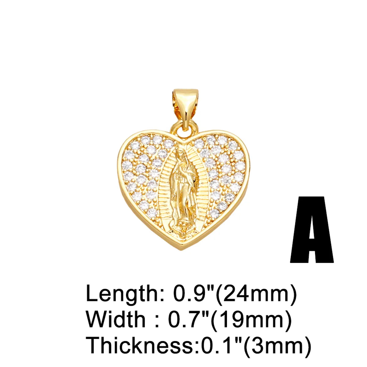 Ins Style Portrait Heart Shape Copper Plating Inlay Zircon 18k Gold Plated Pendants Jewelry Accessories