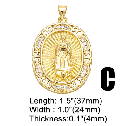 Ins Style Portrait Heart Shape Copper Plating Inlay Zircon 18k Gold Plated Pendants Jewelry Accessories