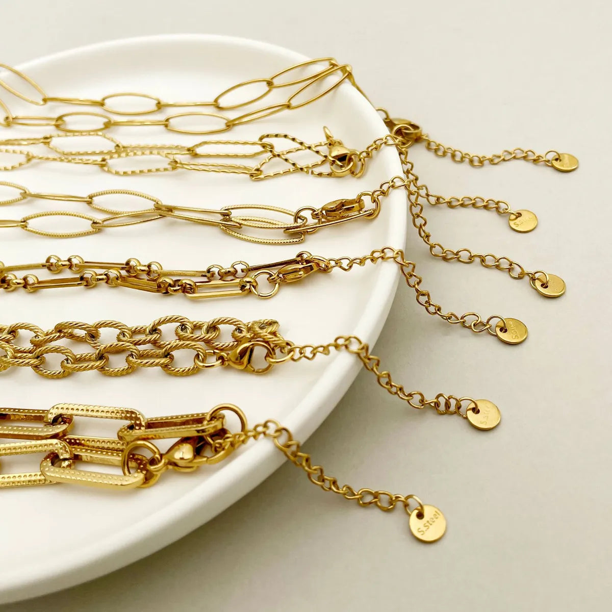 Ins Style Printing Stainless Steel Plating Chain 14k Gold Plated Necklace