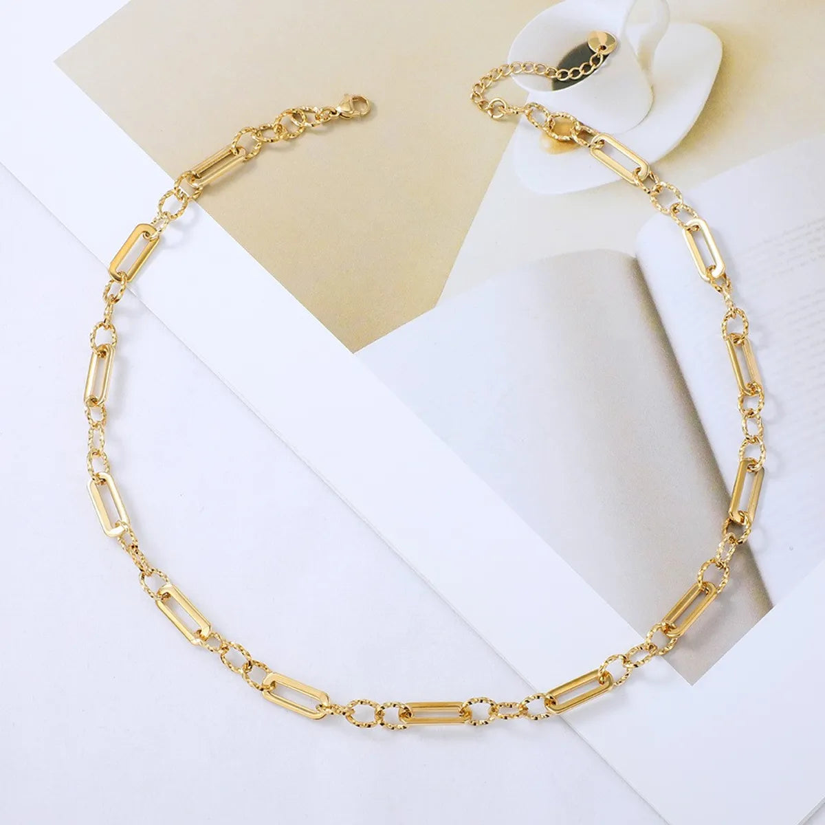 Ins Style Retro Geometric Solid Color Stainless Steel Plating 14k Gold Plated Necklace