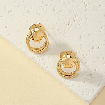 Ins Style Retro Round Spiral Stripe Alloy Plating Women's Ear Studs