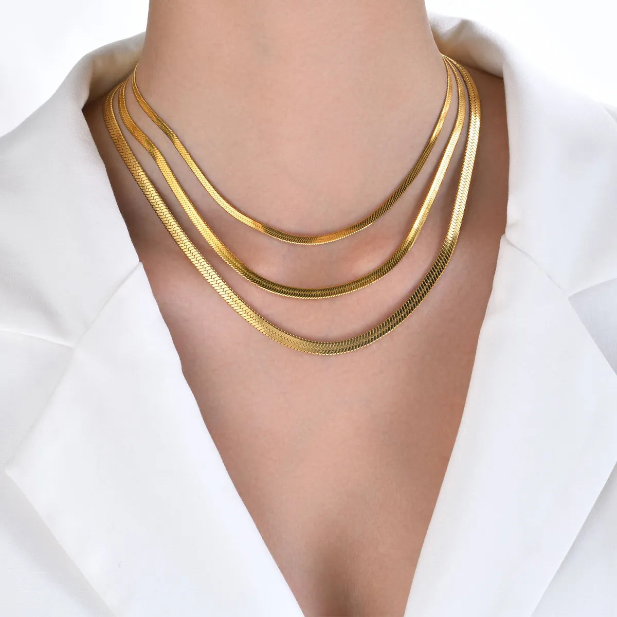 Ins Style Retro Simple Style Solid Color Stainless Steel Plating 18k Gold Plated Necklace