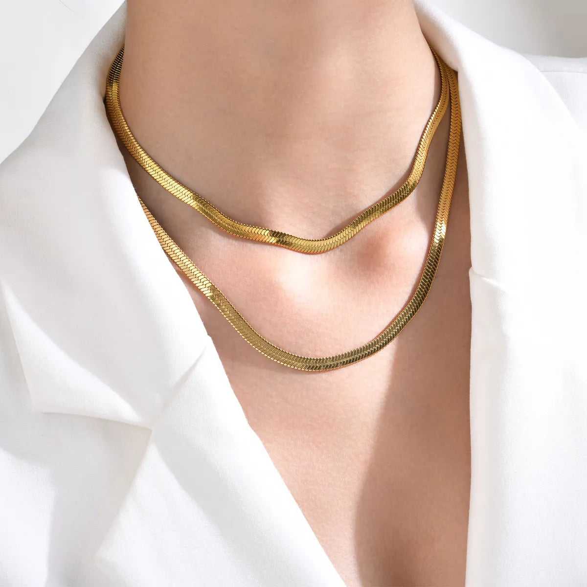 Ins Style Retro Simple Style Solid Color Stainless Steel Plating 18k Gold Plated Necklace