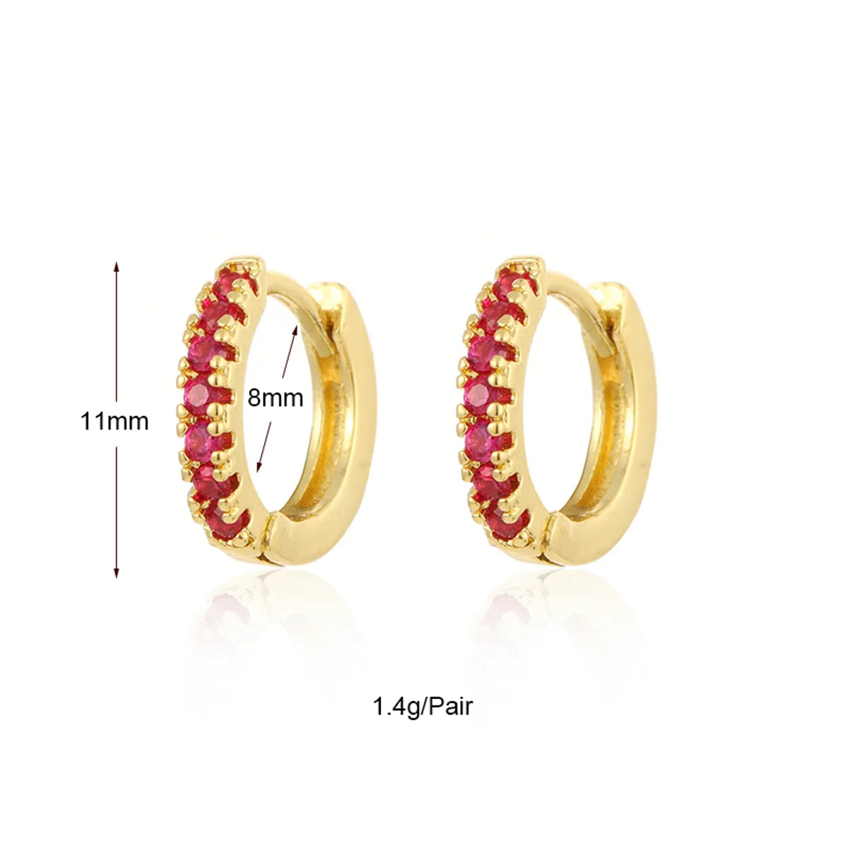 1 Pair Ins Style Round Butterfly Inlay Copper Zircon 24k Gold Plated Earrings